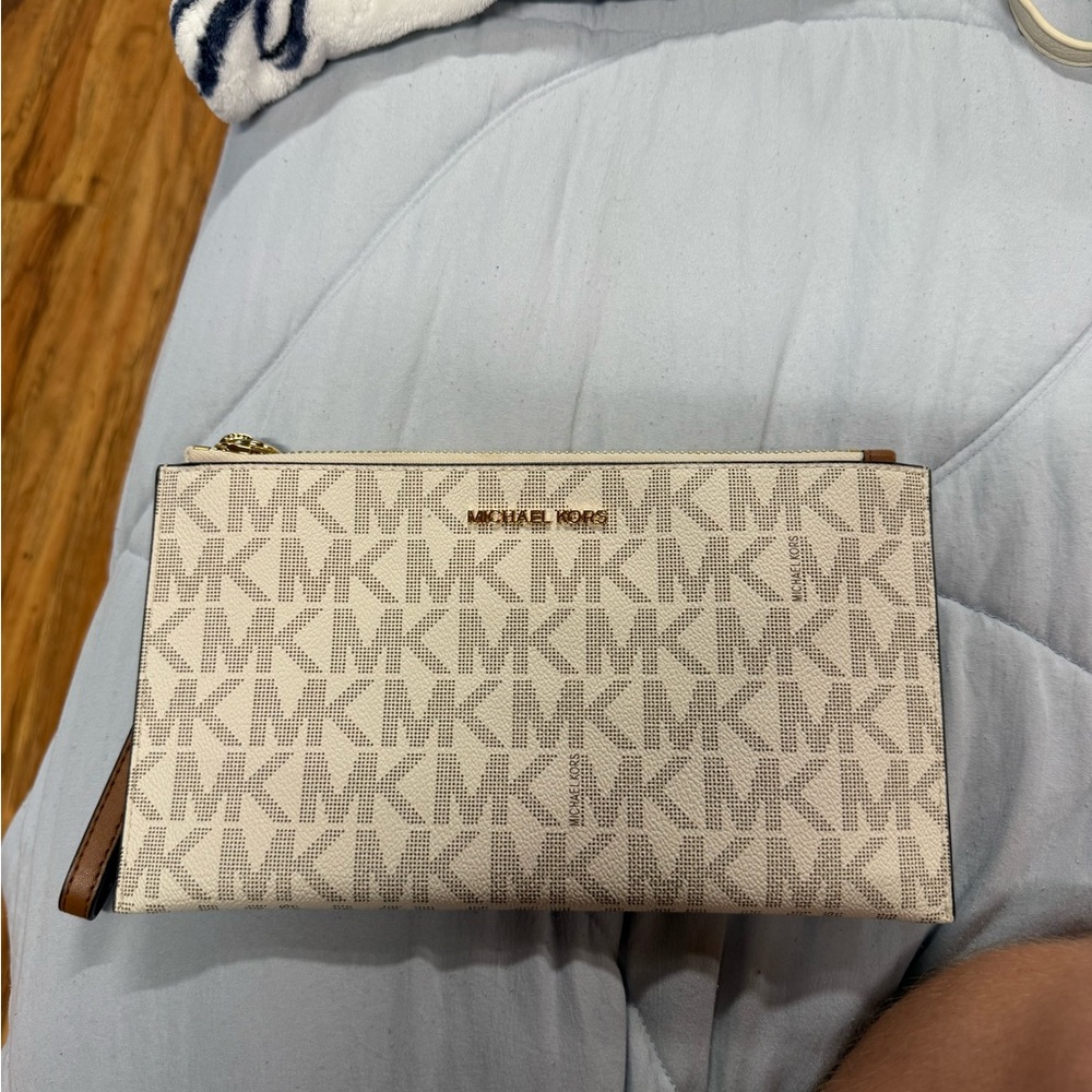 Michael Kors Cream Monogram Clutch